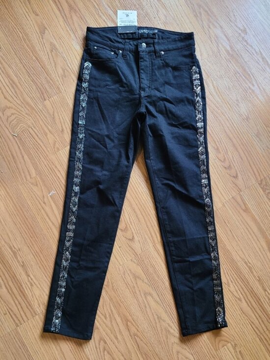 NEW NWT! RALPH LAUREN SEQUIN BEADED HIGH-RISE SKINNY ANKLE JEANS STRETCH sz 26 - Picture 2 of 8